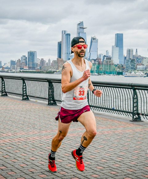 Dan Atkinson successfully running a marathon