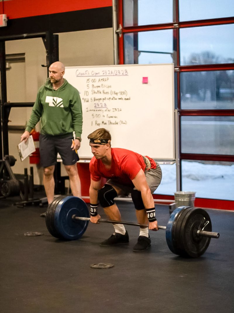 Jacob Larsen doing a deadlift as part of physical therapy in Omaha, Nebraska